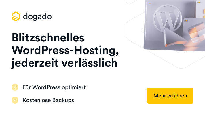 Offizielles dogado-Werbemittel für WordPress-Hosting.